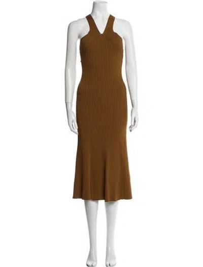 Pre-owned Lvir Halterneck Long Dress In Brown