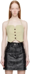Lvir Khaki Buttoned Tank Top In Khaki