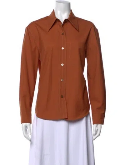 Pre-owned Lvir Long Sleeve Button-up Top In Orange