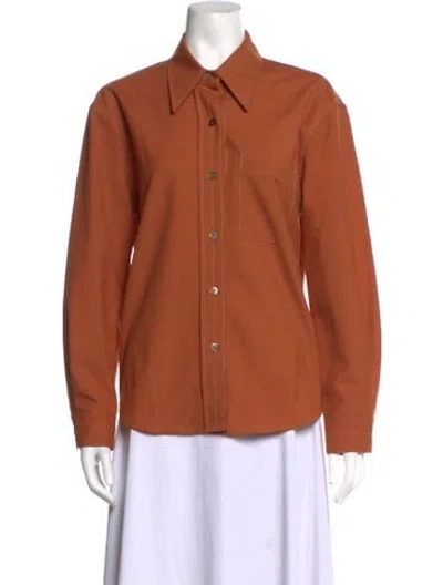 Pre-owned Lvir Long Sleeve Button-up Top In Orange