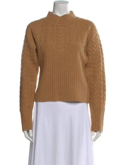 Pre-owned Lvir Merino Wool Mock Neck Sweater In Brown