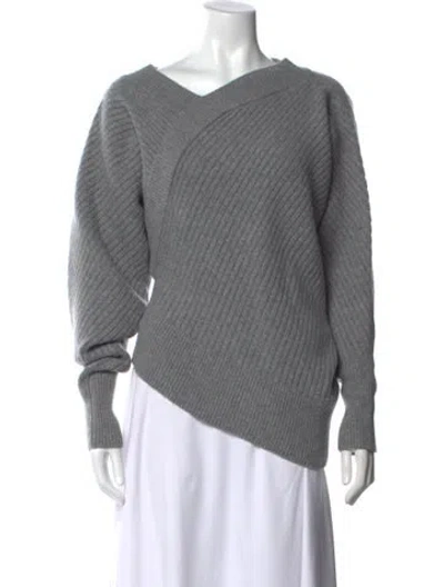 Pre-owned Lvir Merino Wool V-neck Sweater W/ Tags In Grey