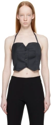 Lvir Navy Buttoned Tank Top In Navy