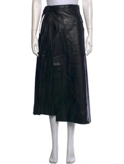 Pre-owned Lvir Pleated Accents Midi Length Skirt In Black