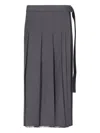 Lvir Pleated Fringed Midi Skirt In Gray