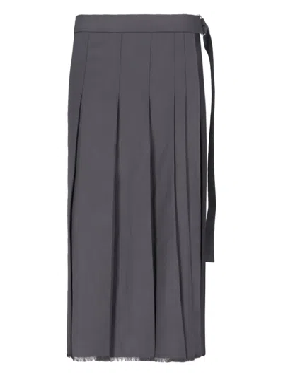 LVIR PLEATED FRINGED MIDI SKIRT