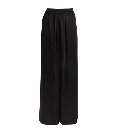 Lvir Satin Wide-leg Trousers In Black