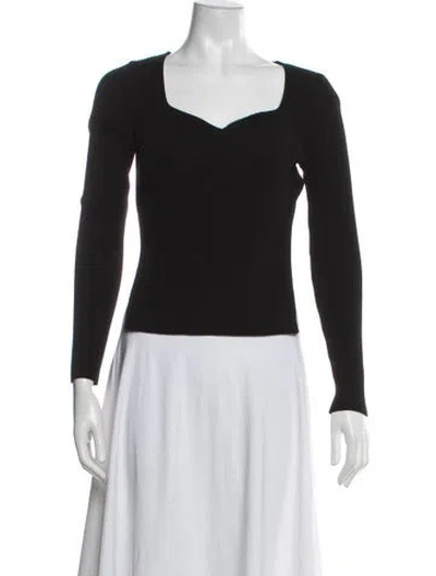 Pre-owned Lvir Square Neckline Long Sleeve Top In Black
