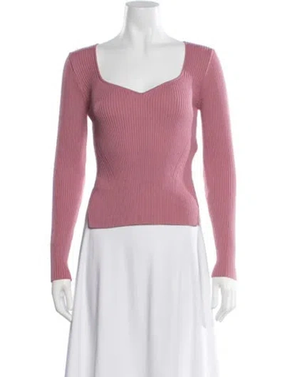 Pre-owned Lvir Square Neckline Long Sleeve Top In Pink