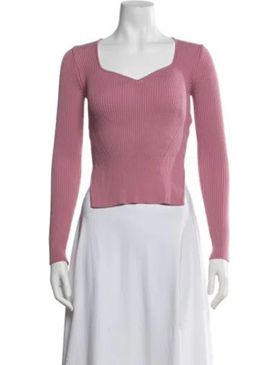 Pre-owned Lvir Square Neckline Long Sleeve Top In Pink