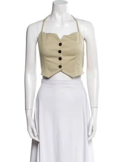 Pre-owned Lvir Square Neckline Sleeveless Crop Top In Neutral