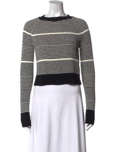 Pre-owned Lvir Striped Crew Neck Sweater In Black