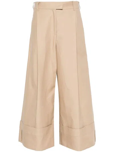 Lvir Wide-leg Cotton Trousers In Neutrals