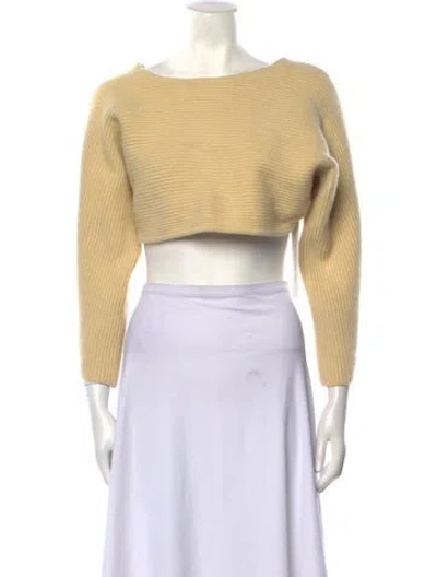 Pre-owned Lvir Wool Bateau Neckline Sweater In Yellow