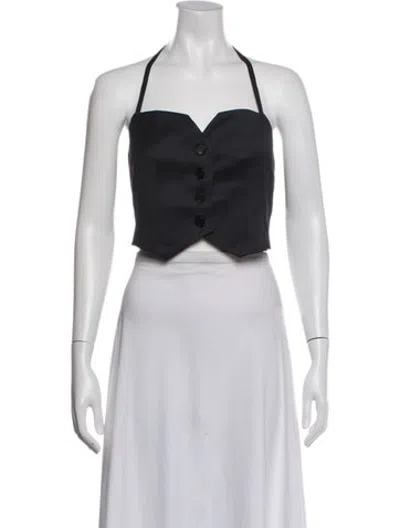 Pre-owned Lvir Wool Halterneck Crop Top In White