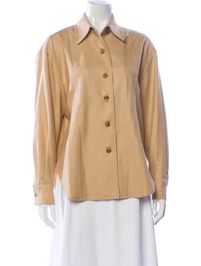 Pre-owned Lvir Wool Long Sleeve Button-up Top In Neutral