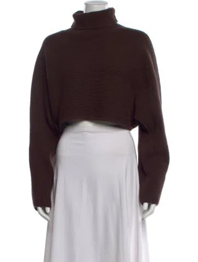 Pre-owned Lvir Wool Turtleneck Crop Top In Brown
