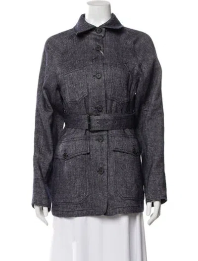 Pre-owned Lvir Wool Tweed Pattern Utility Jacket In Gray