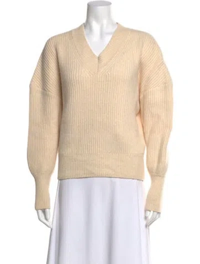 Pre-owned Lvir Wool V-neck Sweater In Neutral