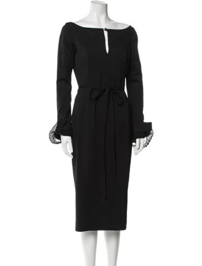 Pre-owned L'wren Scott Bateau Neckline Knee-length Dress In Black