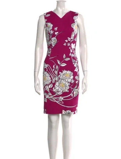 Pre-owned L'wren Scott Floral Print Knee-length Dress In Purple