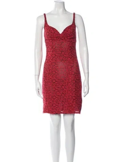 Pre-owned L'wren Scott Lace Mini Dress In Red