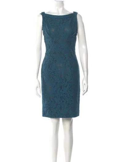Pre-owned L'wren Scott Lace Pattern Knee-length Dress W/ Tags In Blue