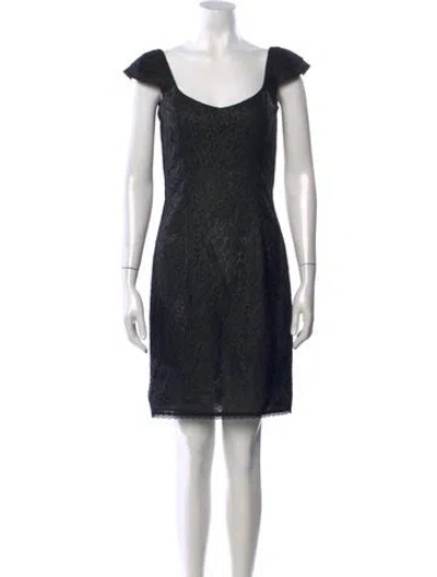 Pre-owned L'wren Scott Lace Pattern Mini Dress In Black