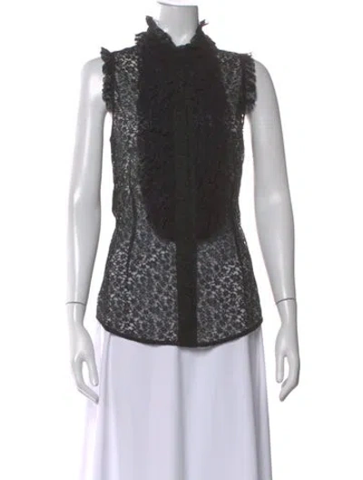 Pre-owned L'wren Scott Lace Pattern Sleeveless Blouse In Black