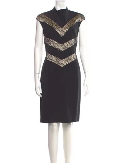 Pre-owned L'wren Scott Tie Neck Knee-length Dress In Gray