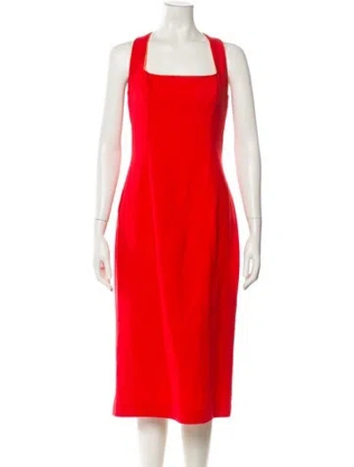 Pre-owned L'wren Scott Virgin Wool Midi Length Dress In Red