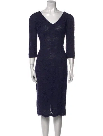 Pre-owned L'wren Scott V-neck Midi Length Dress In Purple