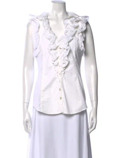 Pre-owned L'wren Scott V-neck Sleeveless Blouse In White
