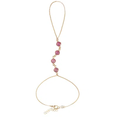 Lya Soul Jewelry Women's Gold / Red Kaia Hand Chain In Multi