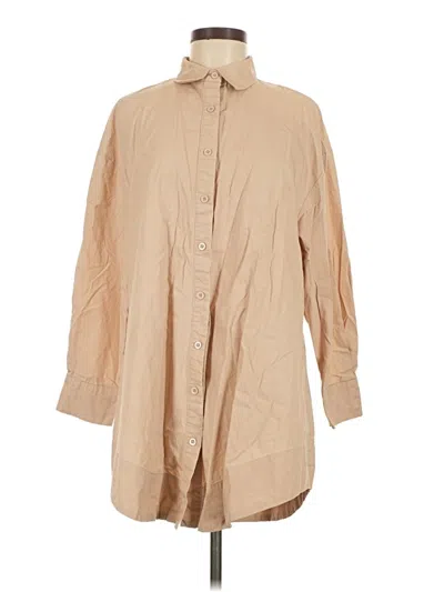Pre-owned Lyaner 3/4 Sleeve Button Down Shirt In Tan