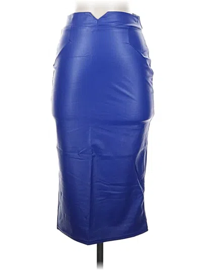 Pre-owned Lyaner Faux Leather Skirt In Blue
