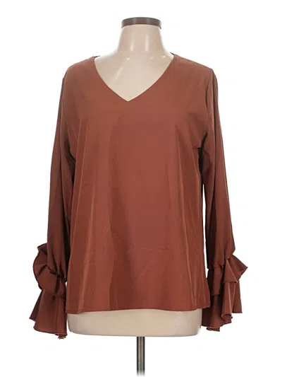 Pre-owned Lyaner Long Sleeve Blouse In Brown