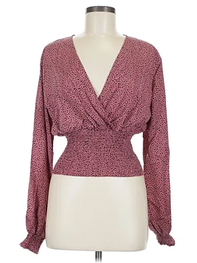 Pre-owned Lyaner Long Sleeve Blouse In Burgundy