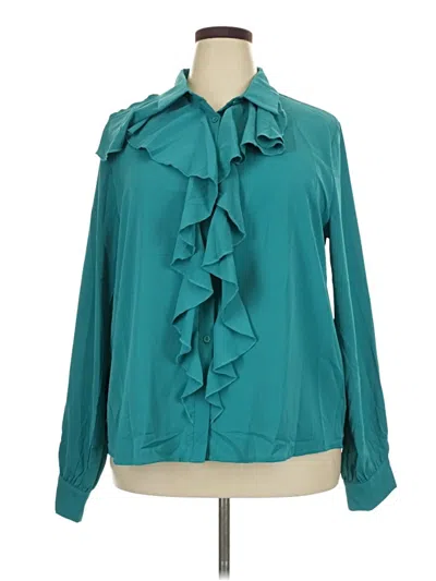 Pre-owned Lyaner Long Sleeve Blouse In Teal