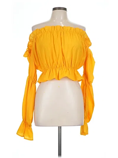 Pre-owned Lyaner Long Sleeve Blouse In Yellow