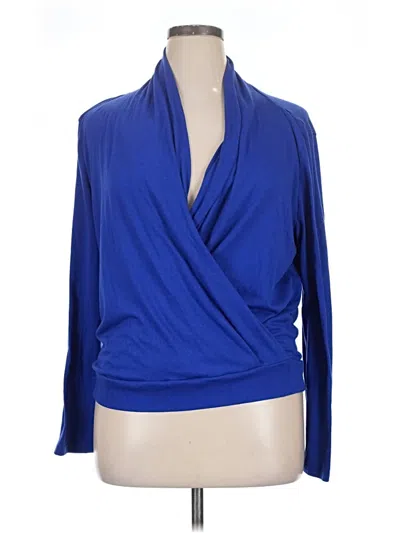 Pre-owned Lyaner Long Sleeve Top Blue Plunge Neckline Tops