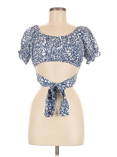 Pre-owned Lyaner Short Sleeve Blouse In Blue