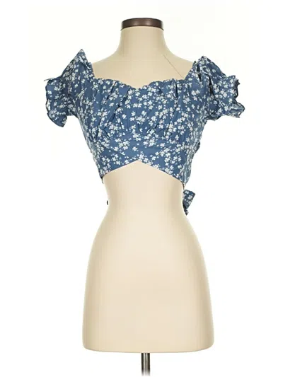 Pre-owned Lyaner Short Sleeve Blouse In Blue