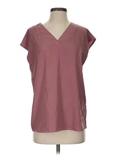 Pre-owned Lyaner Short Sleeve Blouse In Burgundy