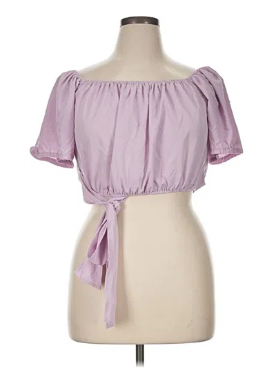 Pre-owned Lyaner Short Sleeve Blouse In Purple