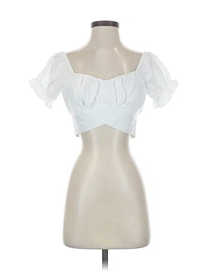 Pre-owned Lyaner Short Sleeve Blouse In White