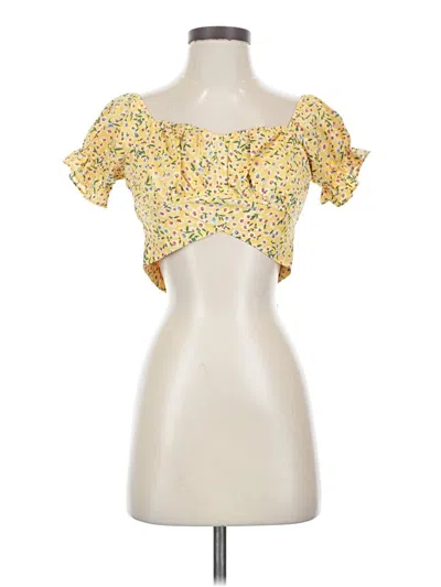 Pre-owned Lyaner Short Sleeve Blouse In Yellow