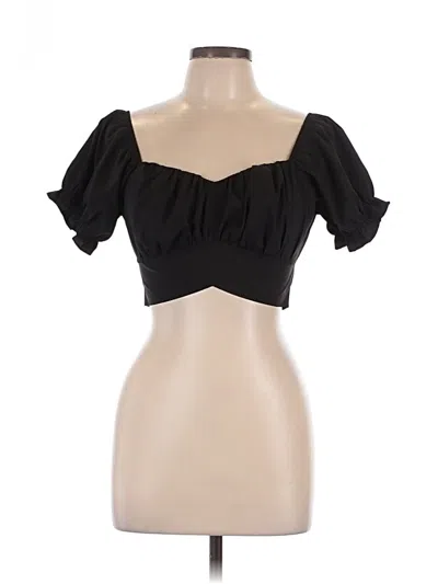 Pre-owned Lyaner Short Sleeve Top Black Sweetheart Neckline Tops