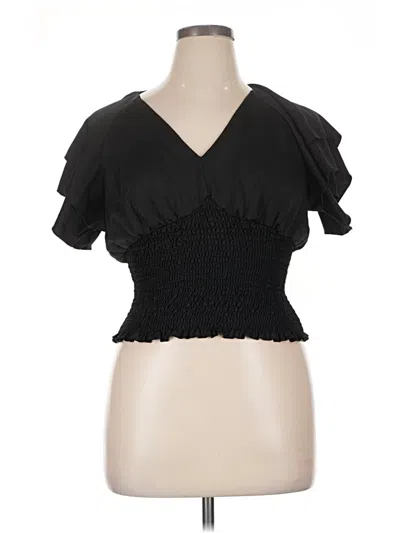 Pre-owned Lyaner Short Sleeve Top Black Sweetheart Neckline Tops