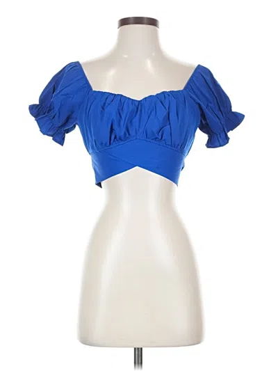 Pre-owned Lyaner Short Sleeve Top Blue Sweetheart Neckline Tops